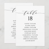 ブラック ミニマリスト スクリプト 結婚式 テーブル席次表 招待状 (正面/裏面)