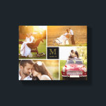 ブラック ミニマリスト モノグラム ウェディング 4 フォト コラージュ キャンバスプリント<br><div class="desc">fat*fa*tinによってデザインされました。あなた自身のテキスト、写真、または画像でカスタマイズするのは簡単です。カスタムのリクエストについては、直接fat*fa*tinに連絡してください。カスタム料金が適用されます。</div>