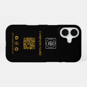 ブラック ミニマリスト ロゴ QRコード iphoneケース iPhone 16ケース (裏面横)