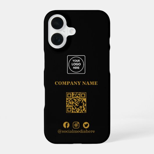 ブラック ミニマリスト ロゴ QRコード iphoneケース iPhone 16ケース (裏面)
