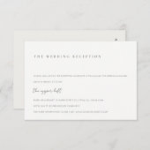 ブラック&ミニマルホワイトタイポグラフィウェディングレセプション エンクロージャーカード (正面/裏面)