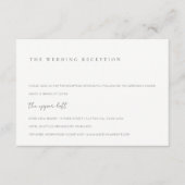 ブラック&ミニマルホワイトタイポグラフィウェディングレセプション エンクロージャーカード (正面)