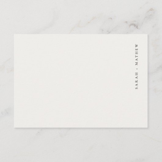 ブラック&ミニマルホワイトタイポグラフィウェディングレセプション エンクロージャーカード (裏面)