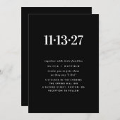 ブラック ミニマル ウェディング | エレガント モダン フォト 招待状 (正面/裏面)