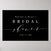 ブラック ミニマル ウェディング シャワー ウェルカム サイン (正面)