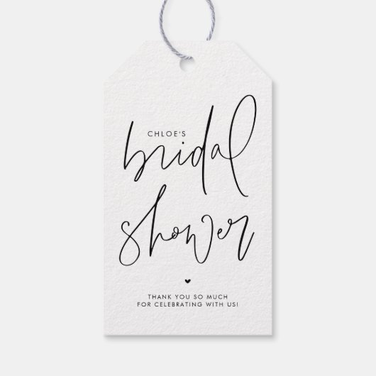 ブラック ミニマル ハンドライティング スクリプト ブライダル シャワー ギフトタグ (裏面)