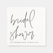 ブラック ミニマル ハンドライティング スクリプト ブライダル シャワー スタンダードカクテルナプキン (正面)