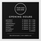 ブラック ミニマル ビジネス ロゴ オープニング タイムズ ウィンドウサイン (シート)