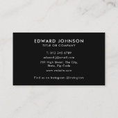 ブラック ミニマル モノグラム モダン プロフェッショナル 名刺 (裏面)