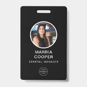 ブラック ミニマル ID カード フォト 名前 ロゴ バッジ