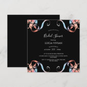 ブラック&ミルキーウェイフローラブライダルシャワー招待 セーブザデート (正面/裏面)