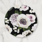 ブラック ムーディー アネモネ & パープル フローラル ブライダル シャワー フェイバータグ (裏面)