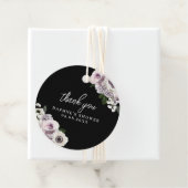 ブラック ムーディー アネモネ & パープル フローラル ブライダル シャワー フェイバータグ (インサイチュ)