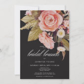ブラック ムーディー ピンク ブラッシュ ブルームス ブライダル ブランチ 招待状 (正面)