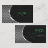 ブラック&メタリックシルバーグレイ自動プロフェッショナル 名刺 (正面/裏面)