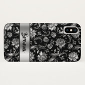 ブラック&メタリックシルバーグレーダマスクのパターン Case-Mate iPhoneケース (裏面(横))