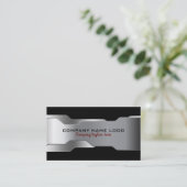 ブラック&メタリックシルバー幾何デザイン 名刺 (スタンド正面)