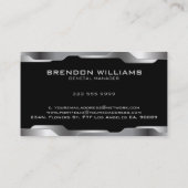 ブラック&メタリックシルバー幾何デザイン 名刺 (裏面)