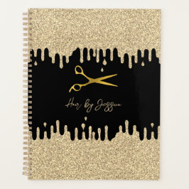 ブラック&メタリック金ゴールドドリップヘアサロンアポイントメント プランナー手帳