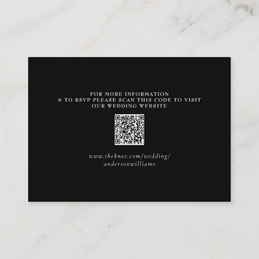 ブラック&メタリック銀婚式RSVP QRコード エンクロージャーカード (裏面)