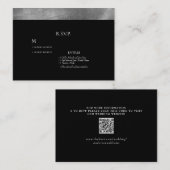 ブラック&メタリック銀婚式RSVP QRコード エンクロージャーカード (正面/裏面)