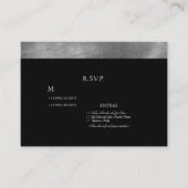 ブラック&メタリック銀婚式RSVP QRコード エンクロージャーカード (正面)