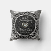 ブラック&メタリック銀10結婚周年 クッション (裏面)