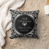 ブラック&メタリック銀25結婚周年 クッション (ブランケット)