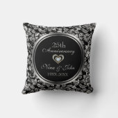 ブラック&メタリック銀25結婚周年 クッション (裏面)