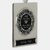 ブラック&メタリック銀25結婚周年 シルバープレートバナーオーナメント (右)