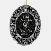 ブラック&メタリック銀25結婚周年 セラミックオーナメント (右)