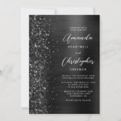 ブラック+メタリック+ラメ+モダンな結婚式 招待状 (正面)