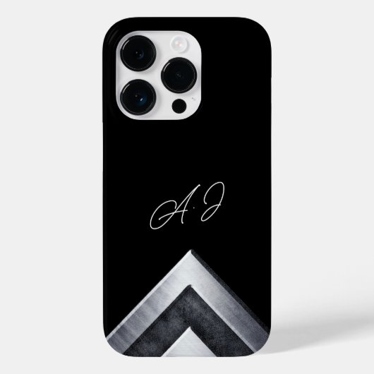 ブラック メタル幾何学モノグラム Case-Mate iPhoneケース (裏面)