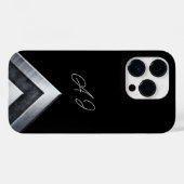 ブラック メタル幾何学モノグラム Case-Mate iPhoneケース (裏面 (横))