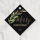 ブラック・メリークリスマス・スクエアのホリーとベリー フェイバータグ (正面)