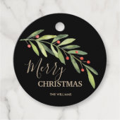 ブラック・メリークリスマス・ラウンドのホリーとベリー フェイバータグ (正面)