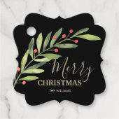 ブラック・メリー・クリスマスブラケットホリーとベリー フェイバータグ (正面)