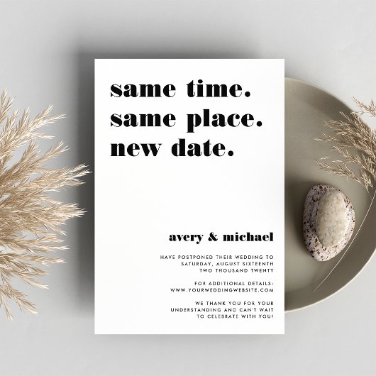 ブラック |モダンの結婚延期のお知らせ セーブザデート