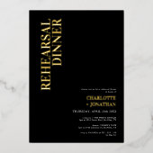 ブラック&モダンゴールドフォイルリハーサルディナー 箔招待状 (正面)