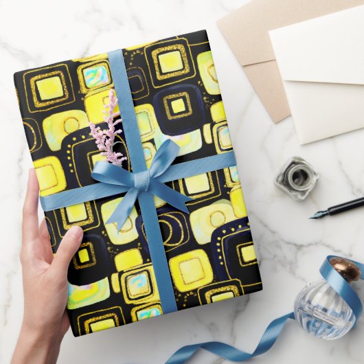 ブラック | モダンフェイクグリッター&オプラルラッピング紙 ラッピングペーパー (ギフト)