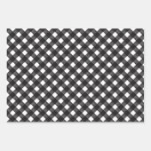 ブラック&モダンホワイトのクリスマスプレード&トナカイ ラッピングペーパーシート (正面3)