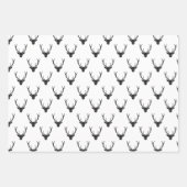 ブラック&モダンホワイトのクリスマスプレード&トナカイ ラッピングペーパーシート (正面2)