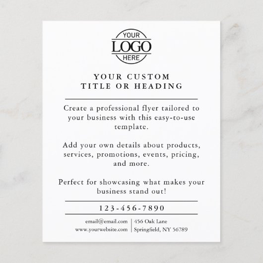 ブラック&モダンホワイトのビジネス・ロゴのプロモーション チラシ (裏面)