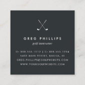 ブラック&モダンホワイトゴルフプロまたはインストラクター スクエア名刺 (裏面)