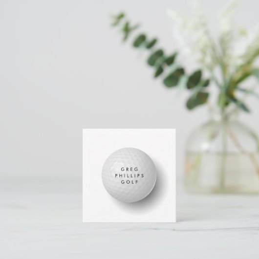 ブラック&モダンホワイトゴルフプロまたはインストラクター スクエア名刺 (スタンド正面)