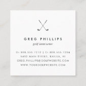 ブラック&モダンホワイトゴルフプロまたはインストラクター スクエア名刺 (裏面)