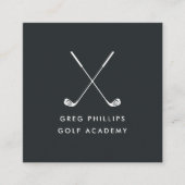 ブラック&モダンホワイトゴルフプロまたはインストラクター スクエア名刺 (正面)