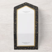 ブラック&モダンホワイトスター金ゴールドディナー オールインワン招待状 (外側)