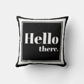 ブラック&モダンホワイトハローザースタイポグラフィ クッション (裏面)