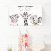 ブラック&モダンホワイトハンドドロードサファリ誕生日 横断幕 (インサイチュ)